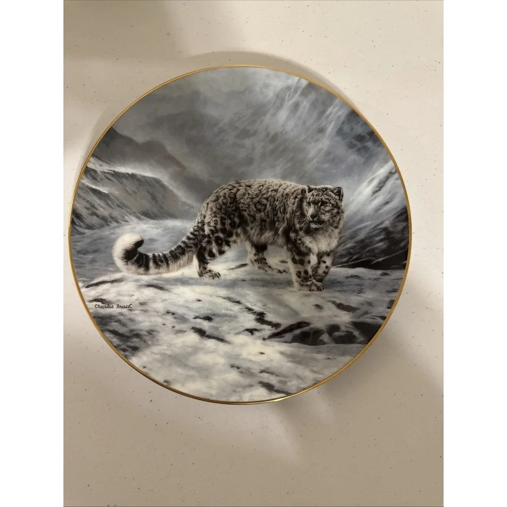 Vintage Snow Leopard Collectors Plate Fleeting Encounter By Charles Frac'e W/COA